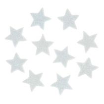 Mini glitter stjerne 2,5 cm hvit 48 stk