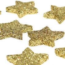 gjenstander Mini glitter stjerne gull 2,5cm 96 stk