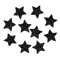 Mini glitter stjerne svart 2,5 cm 48p