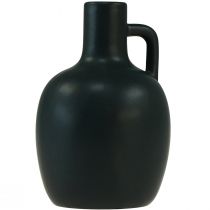 gjenstander Mini keramikkvase matt sort med håndtak Ø9cm H14,5cm