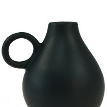 gjenstander Mini keramikkvase svart håndtak keramisk dekorasjon H8,5cm