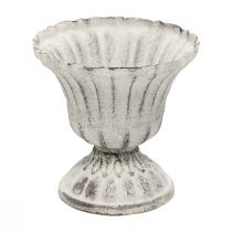 Minikopp Vase Metall Kalk Hvit Grå Antikk Ø8cm H8cm