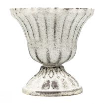 Minikopp Vase Metall Kalk Hvit Grå Antikk Ø8cm H8cm