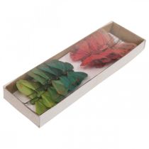 gjenstander Mini sommerfugl på tråd rød, grønn 6,5cm 12 stk