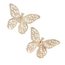 gjenstander Mini sommerfugler metall scatter dekorasjon gylden 3cm 50stk
