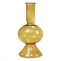 gjenstander Minivase gul glassvase blomstervase glass Ø8cm H16,5cm