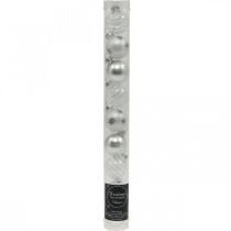 gjenstander Mini julekuler hvit, sølv ekte glass Ø3cm 9 stk