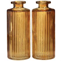 gjenstander Minivaser laget av oransje glass med riller dekorasjon H13cm 6 stk