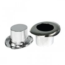 Mini sylinder, spredt dekor nyttårsaften, borddekor til nyttår sølv H2,5cm L5cm 9stk