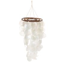 gjenstander Vindklokke Capiz skjellmobil, rund, 70 cm lang, for balkong eller hage