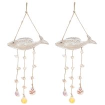 gjenstander Mobile Maritime Trefiskskjell Naturlig Hvit L20cm 2stk