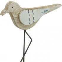 gjenstander Havdekor, deco måke laget av tre, shabby chic, blå og hvit H32cm
