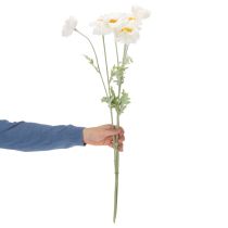 gjenstander Kunstig valmue, hvit, lang stilk, 78 cm, 3 stk.