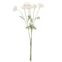 gjenstander Kunstig valmue, hvit, lang stilk, 78 cm, 3 stk.