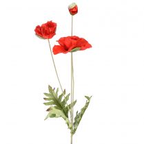 gjenstander Valmue dekorativ hageblomst med 3 blomster rød L70cm
