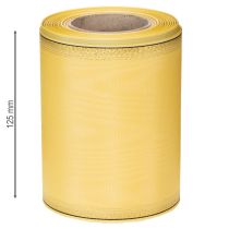gjenstander Moiré-kransbånd, gult med gullkant, 125 mm x 25 m - Høykvalitets sorgbånd, dekorativt bånd, sløyfebånd