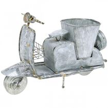 Urtepott motorsykkel metall vintage hvit vasket 35 × 12 × 23cm