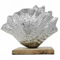 gjenstander Skall til oppsett, maritim metalldekor med trebunn sølv, naturlig 16 × 19cm