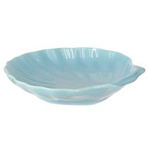 gjenstander Skallplate maritim skål keramikk blå hvit 14cm 3stk