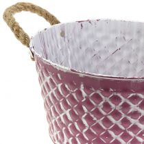 gjenstander Sinkskål rhombus med tauhåndtak fiolett hvitvasket Ø24,5cm H14cm