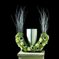Blomsterskum urner halvring H29cm Ø47cm 1pc sorgsmykker