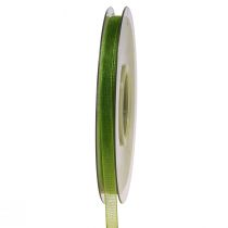 gjenstander Organzabånd grønt gavebånd vevd kant olivengrønn 6mm 50m