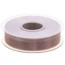 gjenstander Organza bånd gavebånd beige bånd selvkant taupe 25mm 50m