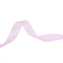 gjenstander Organza bånd gavebånd rosa bånd selvkant 15mm 50m
