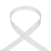 gjenstander Organza bånd med striper gavebånd hvit 15mm 20m