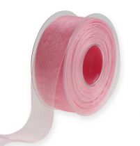 gjenstander Organza bånd gavebånd rosa bånd selvkant 40mm 50m