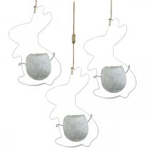 gjenstander Påskepynt til oppheng, kaninpynt med egg, påskeegg til planting Hvit H24,5cm 3stk