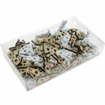 gjenstander Påskepynt kanin for strøing av tre hvit, naturlig sprededekor påskeharen 96 stk.