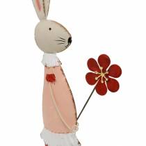 Påskedekorasjon laget av metall, vår, påskehare med blomst, dekorativ kanin 44cm