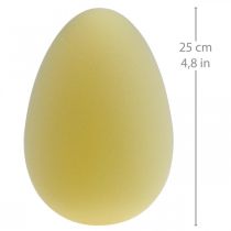 gjenstander Påskeegg dekorasjon egg plast lys gul flokket 25cm