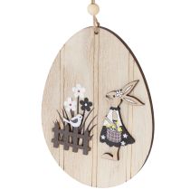 gjenstander Hengende påskeegg, treegg med kanin, naturhvit, 13 cm, 6 stk.