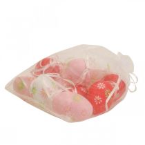 gjenstander Påskeegg til å henge opp med blomster Påskepynt 6cm 12stk