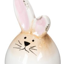 gjenstander Påskehare Keramikk Hvitt Egg Dekorativ Figur Kanin Ø6cm H11.5cm