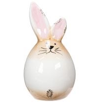 gjenstander Påskehare Keramikk Hvitt Egg Dekorativ Figur Kanin Ø6cm H11.5cm