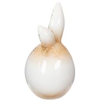 gjenstander Påskehare Keramikk Hvitt Egg Dekorativ Figur Kanin Ø6cm H11.5cm
