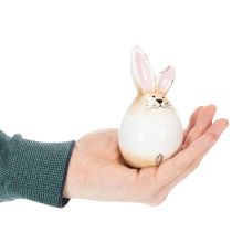 gjenstander Påskehare Keramikk Hvitt Egg Dekorativ Figur Kanin Ø6cm H11.5cm