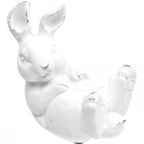 Påskehare vintage look kanin liggende hvit keramikk 12,5×8×14cm