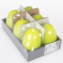 gjenstander Påskelys, eggformede, eggformede påskelys, limegrønne, 9 cm, 20 timer, 6 stk.