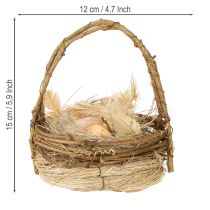 gjenstander Påskekurv med vaktelegg kunstige eggekurv vinstokker Ø12cm 2 stk
