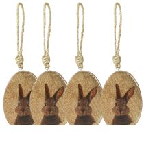 gjenstander Påskeanheng Bunny i Egg Tre Jute Naturlig 8x10,5cm 4stk