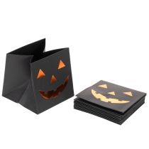 gjenstander Papirpose med gresskaransikt, Halloween-dekorasjon 10 cm, 6 stk.