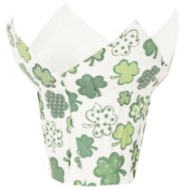 gjenstander Papirblomsterpotte med kløvermotiv, nyttårsdekorasjon, 12 cm, 12 stk.