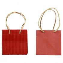 Papirposer røde med håndtak gaveposer 10,5×10,5cm 8stk