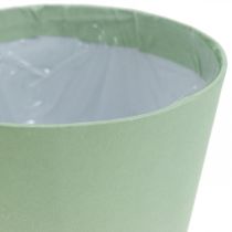 Papirpotte, miniplantepotte, cachepot blå/grønn Ø9cm H7,5cm 4stk