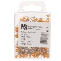 gjenstander Oransje perlehodede nåler til blomsterdekorasjoner, Ø4 mm, 40 mm, 150 stk.