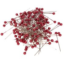 gjenstander Røde perlehodede dekorative nåler for blomsterhandlere, Ø4 mm, 40 mm, 150 stk.